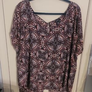 Torrid Black and Pink Patterned Blouse